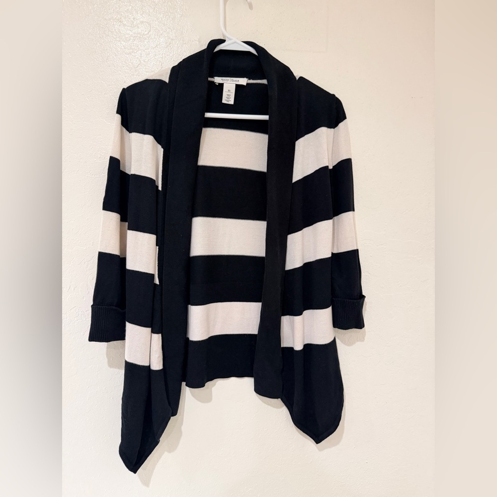White House Black Market Striped Black And White Cardigan Size XS